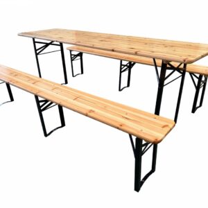 Set mobilier grădină HEINNER tip berărie din lemn și oțel 2+1 177x60x75 cm