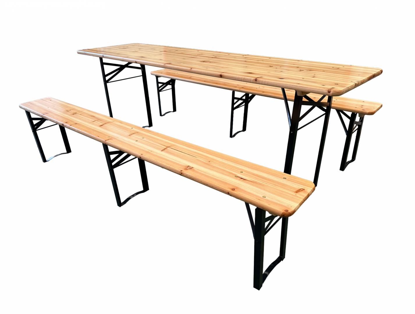 Set mobilier grădină HEINNER tip berărie din lemn și oțel 2+1 177x60x75 cm