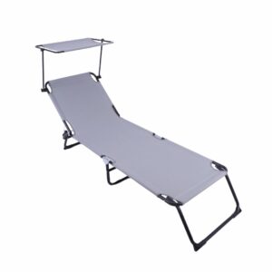 Șezlong cu parasolar HEINNER DSZP012 gri 186x55x24 cm