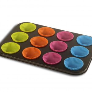 Tavă VANORA pentru 12 brioșe cu forme din silicon 35x26.5x3 cm