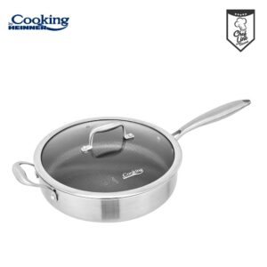 Tigaie adâncă HEINNER TITANIUM3 28x7.5 cm cu capac din sticlă