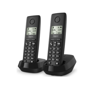 Telefon fix DECT Gigaset PURE 100 duo negru cu 2 handset-uri si statii de baza