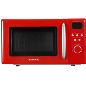 Cuptor cu microunde Daewoo KOR-6S2BR-2, 20 litri, 700 W, control digital (tip ceas), 8 programe, 5 niveluri de putere, functie dezghetare: greutate & timp, culoare: Rosu