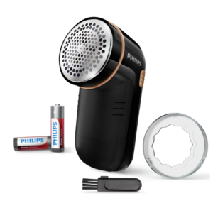 Aparat de curatat scame Philips GC026/80, Rotire a lamei de pana la 8800 rotatii/min pentru indepartare eficienta, potrivit pentru toate tipurile de haine, 2 baterii AA Philips incluse, negru