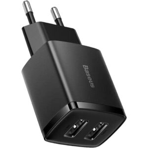 Încărcător rețea Baseus Compact Charger 2U 10.5W EU cu 2 porturi USB-A, negru