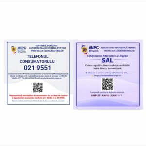 Plăcuță ANPC București Sector 1 cu Telefonul Consumatorului și afiș SAL