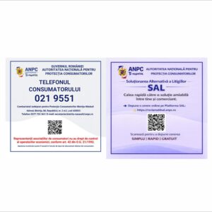 Plăcuță ANPC Bistrița-Năsăud cu Telefonul Consumatorului și SAL