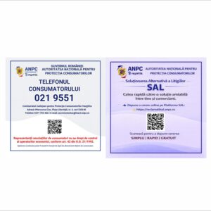 Plăcuță ANPC Județul Harghita cu Telefonul Consumatorului și SAL
