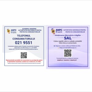 Plăcuță ANPC Județul Hunedoara cu Telefonul Consumatorului și SAL
