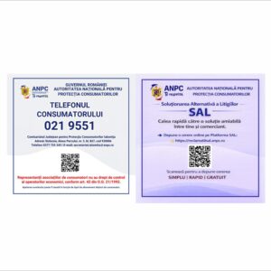 Plăcuță ANPC Județul Ialomița cu Telefonul Consumatorului și SAL