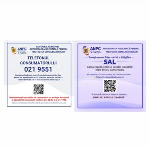 Plăcuță ANPC Județul Ilfov cu Telefonul Consumatorului și SAL
