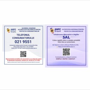 Plăcuță ANPC Județul Sălaj cu Telefonul Consumatorului și SAL
