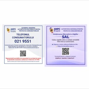 Plăcuță ANPC București Sector 4 cu Telefonul Consumatorului și informare SAL
