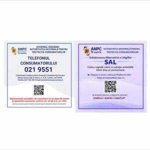 Plăcuță ANPC Județul Suceava cu Telefonul Consumatorului și SAL