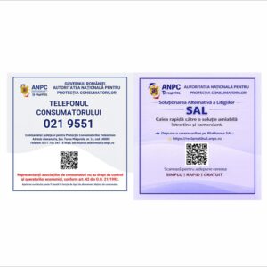 Plăcuță ANPC Județul Teleorman cu Telefonul Consumatorului și SAL