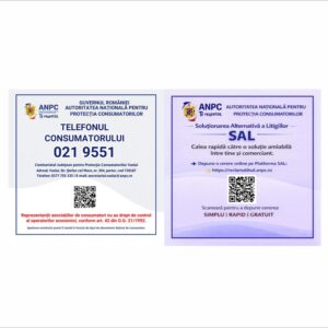 Plăcuță ANPC Județul Vaslui cu Telefonul Consumatorului și SAL