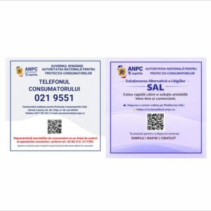 Plăcuță ANPC Județul Dolj cu Telefonul Consumatorului și SAL