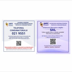 Plăcuță ANPC Alba cu Telefonul Consumatorului și informare SAL