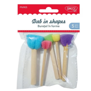 Set de 5 pensule de tamponare din burete multicolor pentru pictură și acuarele