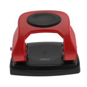 Perforator roșu DACO PF220R pentru 20 coli, cu design compact și robust