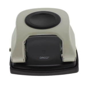 Perforator gri pentru 20 coli cu corp metalic robust și tavă pentru deseuri