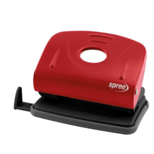 Perforator metal roșu cu prindere 20 coli, model robust Spree