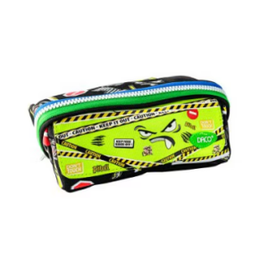 Penar borseta multicolor cu un fermoar și design modern în nuanțe de verde neon