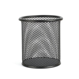 Suport cilindric negru din plasa metalica pentru birou Ecada