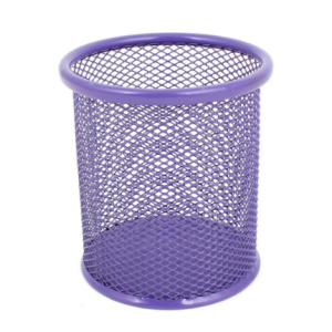 Suport cilindric mov pentru birou din plasa metalica Ecada 9x10 cm