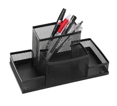 Suport Birou ECADA, 4 Compartimente, Plasa Metalica, Negru