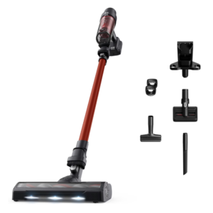 Aspirator vertical fara fir Rowenta X-Pert 7.60 RH6A73WO, 140W, autonomie 45 minute, filtrare 99%, recipient praf 0.44 L, perie cu LED, statie de incarcare cu suport accesorii, rosu & negru