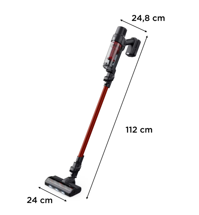 Aspirator vertical fara fir Rowenta X-Pert 7.60 RH6A73WO, 140W, autonomie 45 minute, filtrare 99%, recipient praf 0.44 L, perie cu LED, statie de incarcare cu suport accesorii, rosu & negru Aspirator vertical fara fir Rowenta X-Pert 7.60 RH6A73WO, 140W, autonomie 45 minute, filtrare 99%, recipient praf 0.44 L, perie cu LED, statie de incarcare cu suport accesorii, rosu & negru