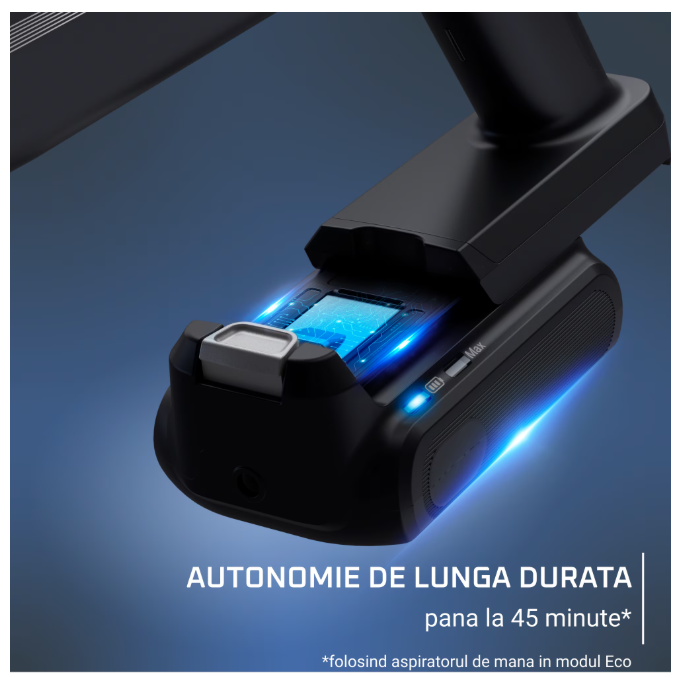 Aspirator vertical fara fir Rowenta X-Pert 7.60 RH6A73WO, 140W, autonomie 45 minute, filtrare 99%, recipient praf 0.44 L, perie cu LED, statie de incarcare cu suport accesorii, rosu & negru
