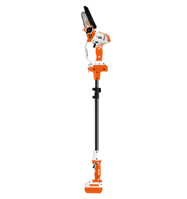 Mini fierastrau electric (mini drujba) cu maner telescopic pe acumulator Ruris 1424e, 20 V, lungime lama 10 cm, maner telescopic 129 - 170 cm, fara incarcator/acumulator in setul de livrare
